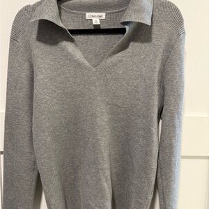 Calvin Klein Gray V-Neck Sweater